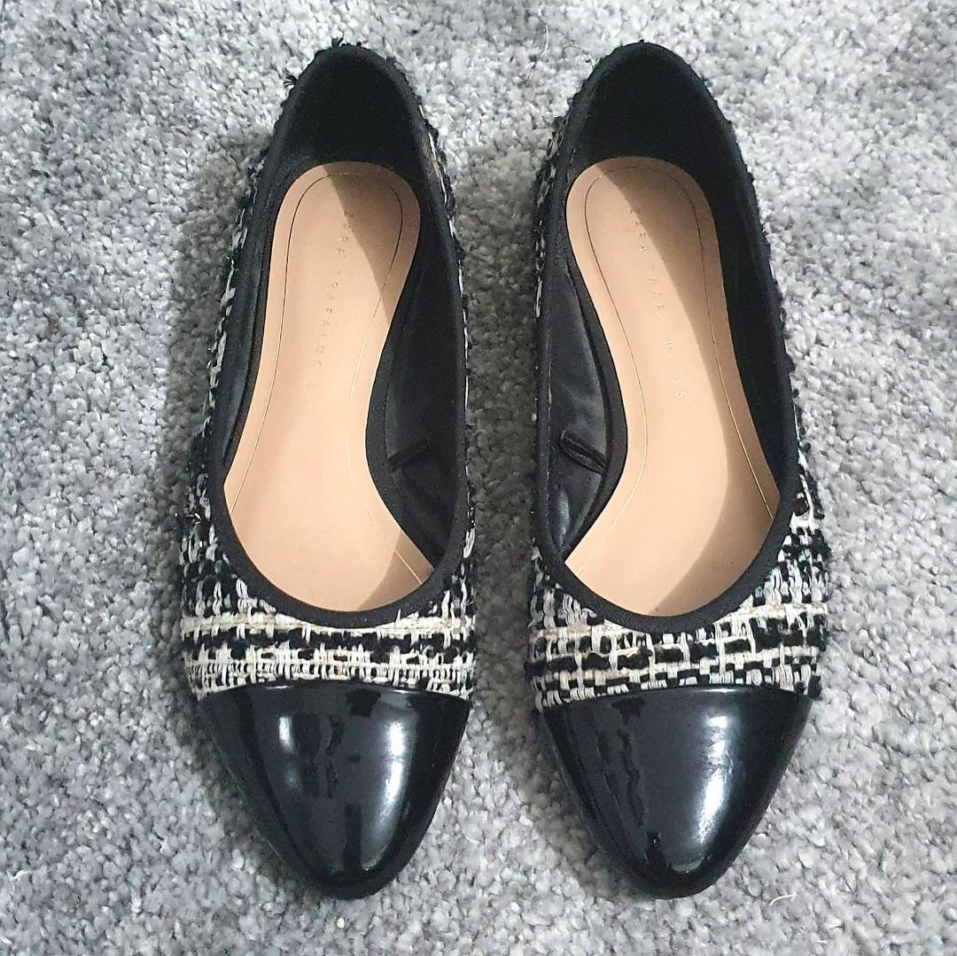 Zara tweed flat shoes new arrivals