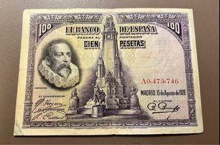🇪🇸100 Pesetas 1931🇪🇸Spain VF Condition
