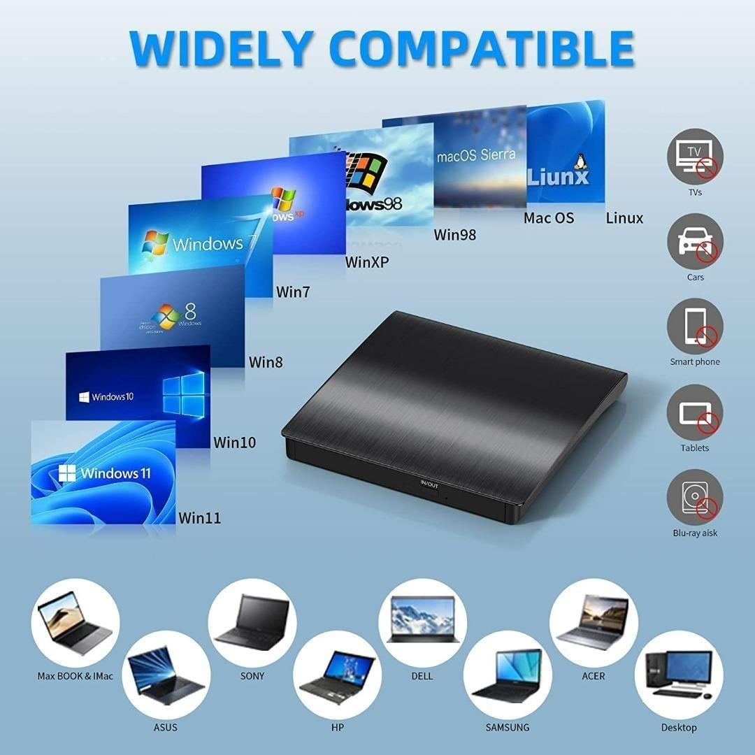 [1464] External DVD CD pop out external drive, USB 3.0 with free USB C