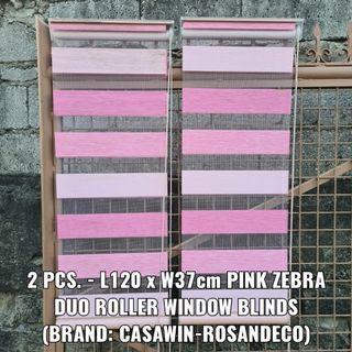 2 PCS. - L120 x W37cm PINK ZEBRA DUO ROLLER WINDOW BLINDS (BRAND: CASAWIN-ROSANDECO)