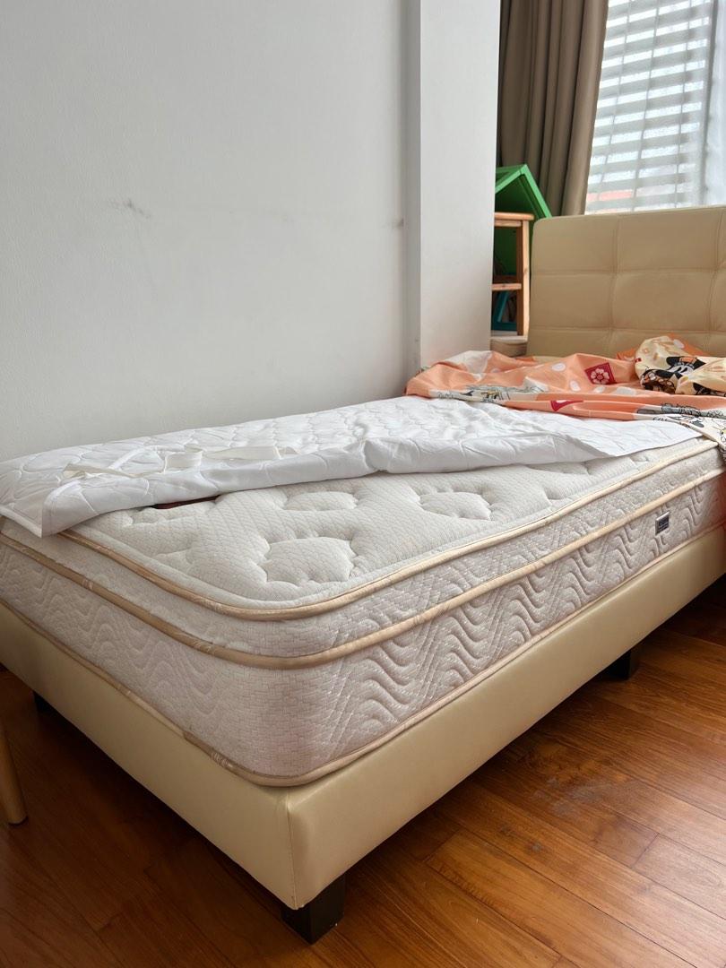 2 single mattresses with frame, Furniture & Home Living, Furniture, Bed