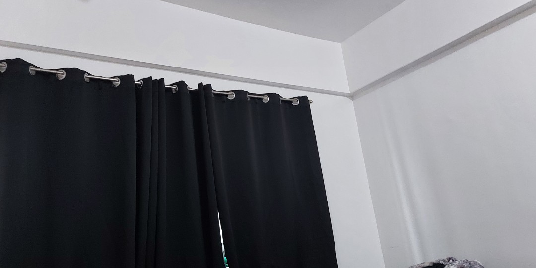 3 Thick blind black curtains long, Furniture & Home Living, Home Decor,  Curtains & Blinds on Carousell
