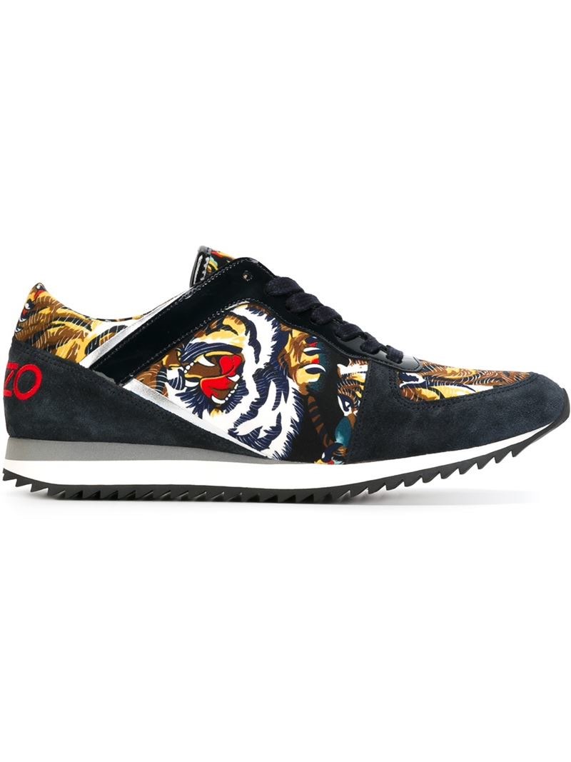 authentic KENZO tiger sneakers size 37 leather canvas print Luxury Sneakers Footwear on Carousell