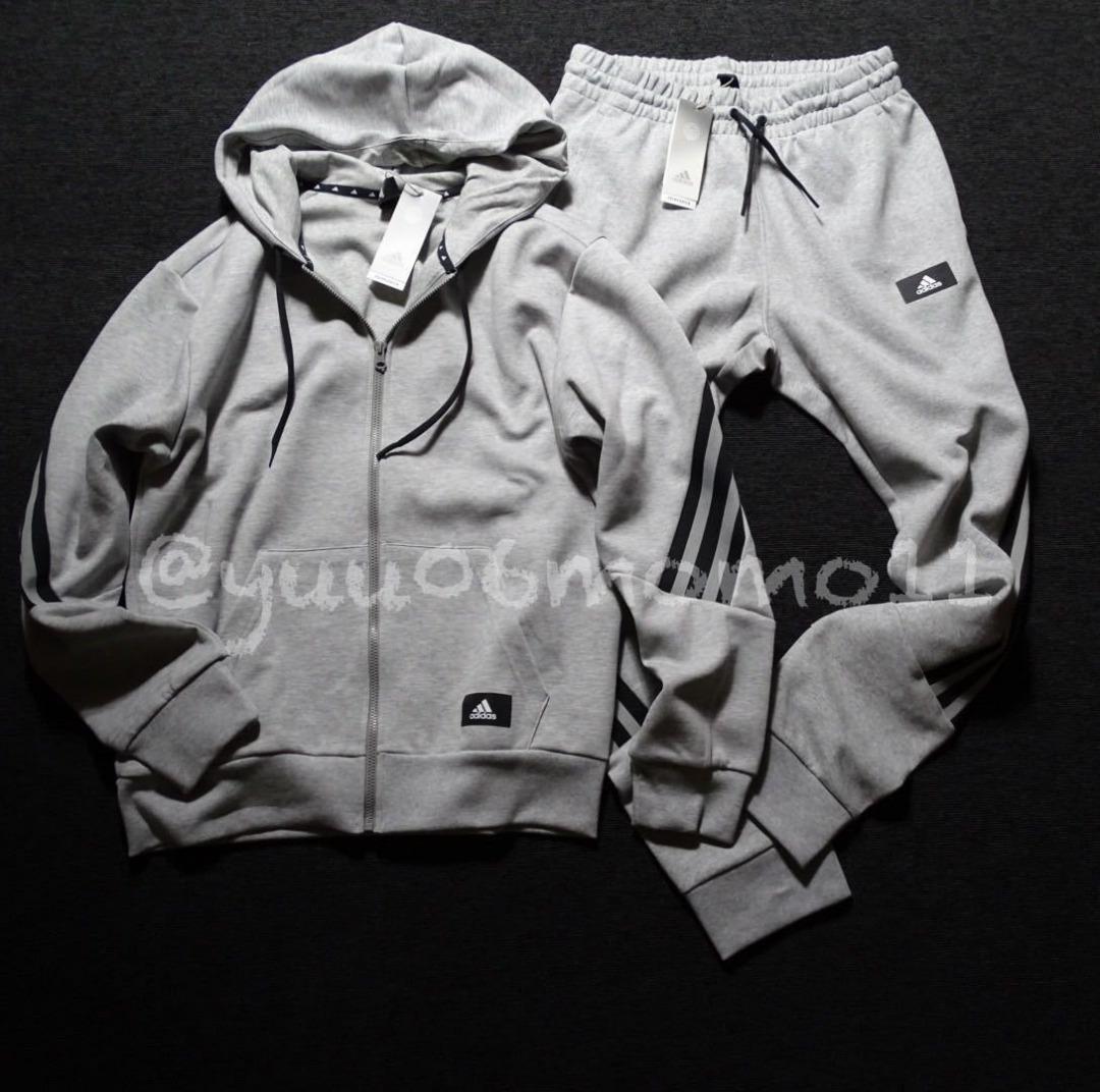 新貨正規商品尺寸l Adidas 阿迪達斯上下灰色黑色黑色連帽衛衣運動褲 男裝 運動服裝on Carousell