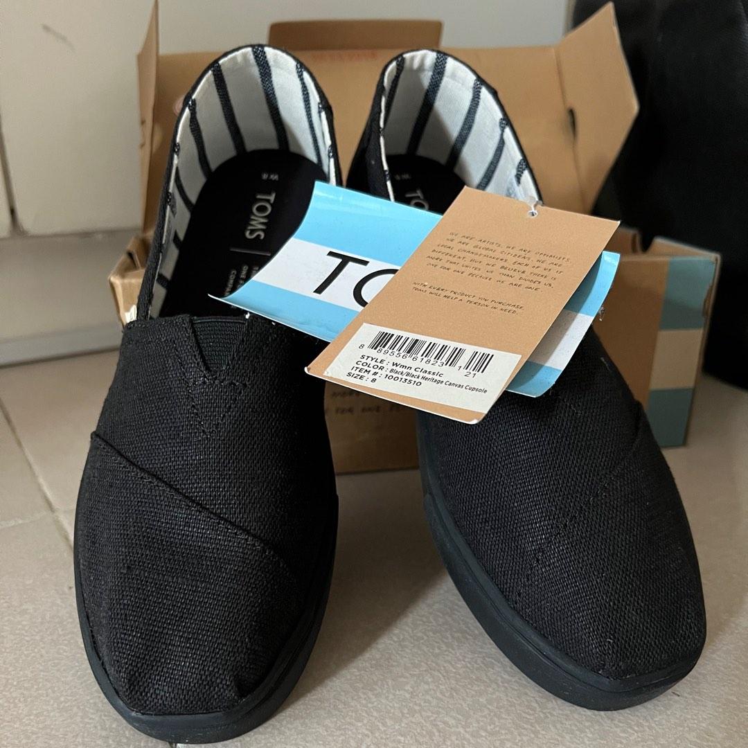 TOMS 38.5 Black Heritage Canvas Women s Cupsole