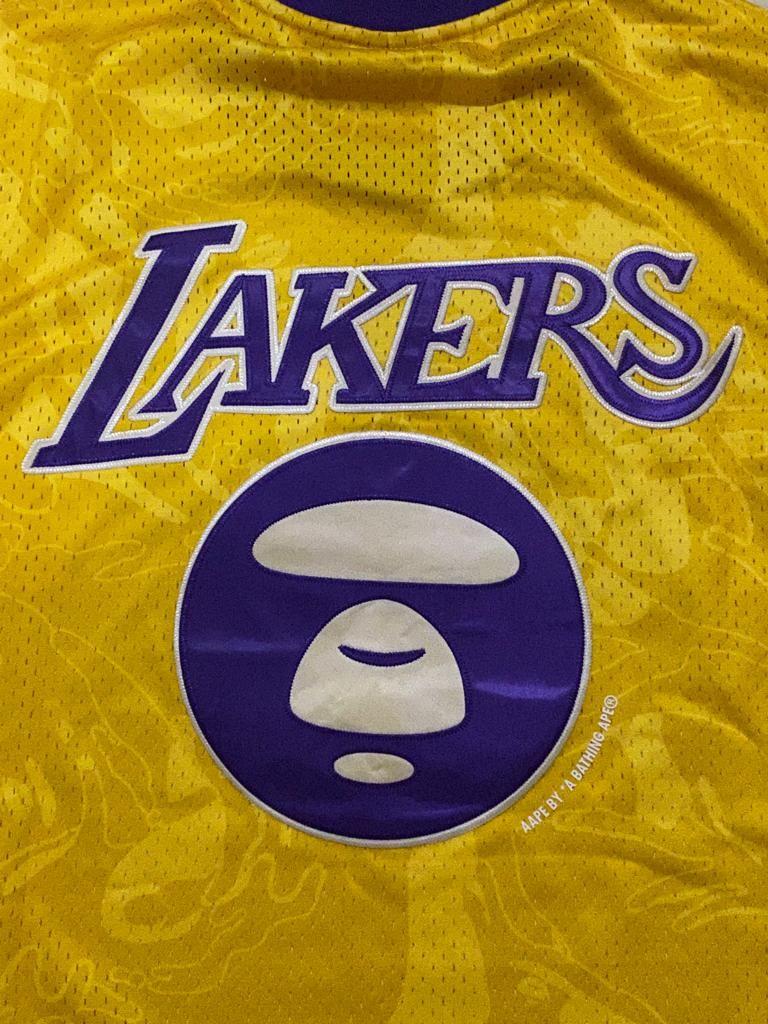 Aape x Mitchell & Ness Los Angeles Lakers BP Jersey Gold Men's