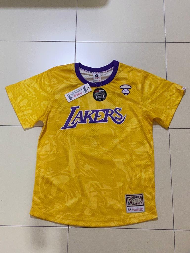 Aape x Mitchell & Ness Los Angeles Lakers BP Jersey Gold Men's