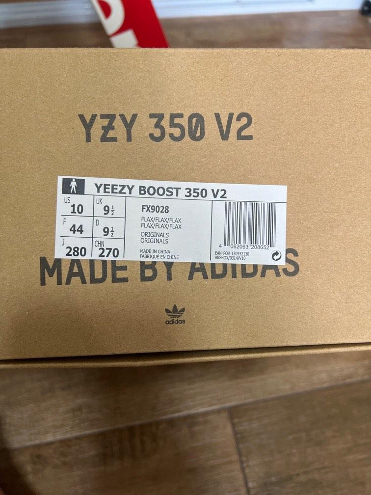 Adidas Yeezy Boost 350 V2 Flax US10 Men s Fashion Footwear