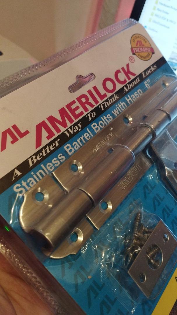 Amerilock Barrel Bolt With Hasp Lock 6 Inch (Stainless Heavy Duty), Commercial & Industrial