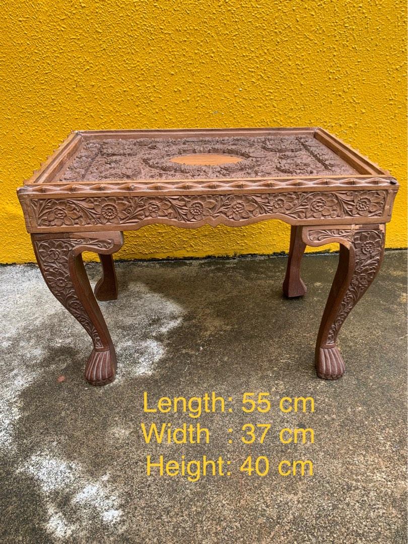 Antique Woodmen Craft Side Table with glass top, Hobbies & Toys