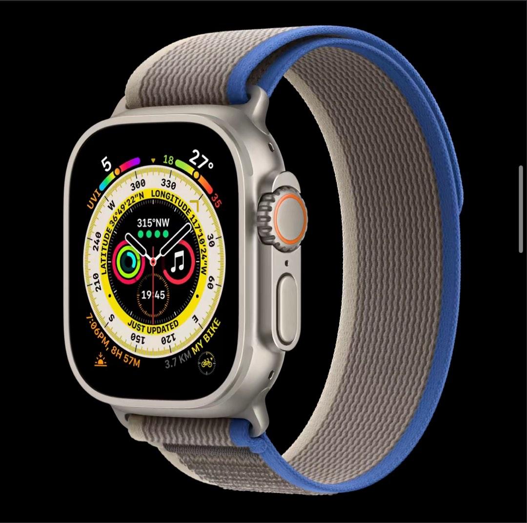 Apple Watch Ultra 純正 Trail Loop 49mm ブルー グレーS Mサイズ