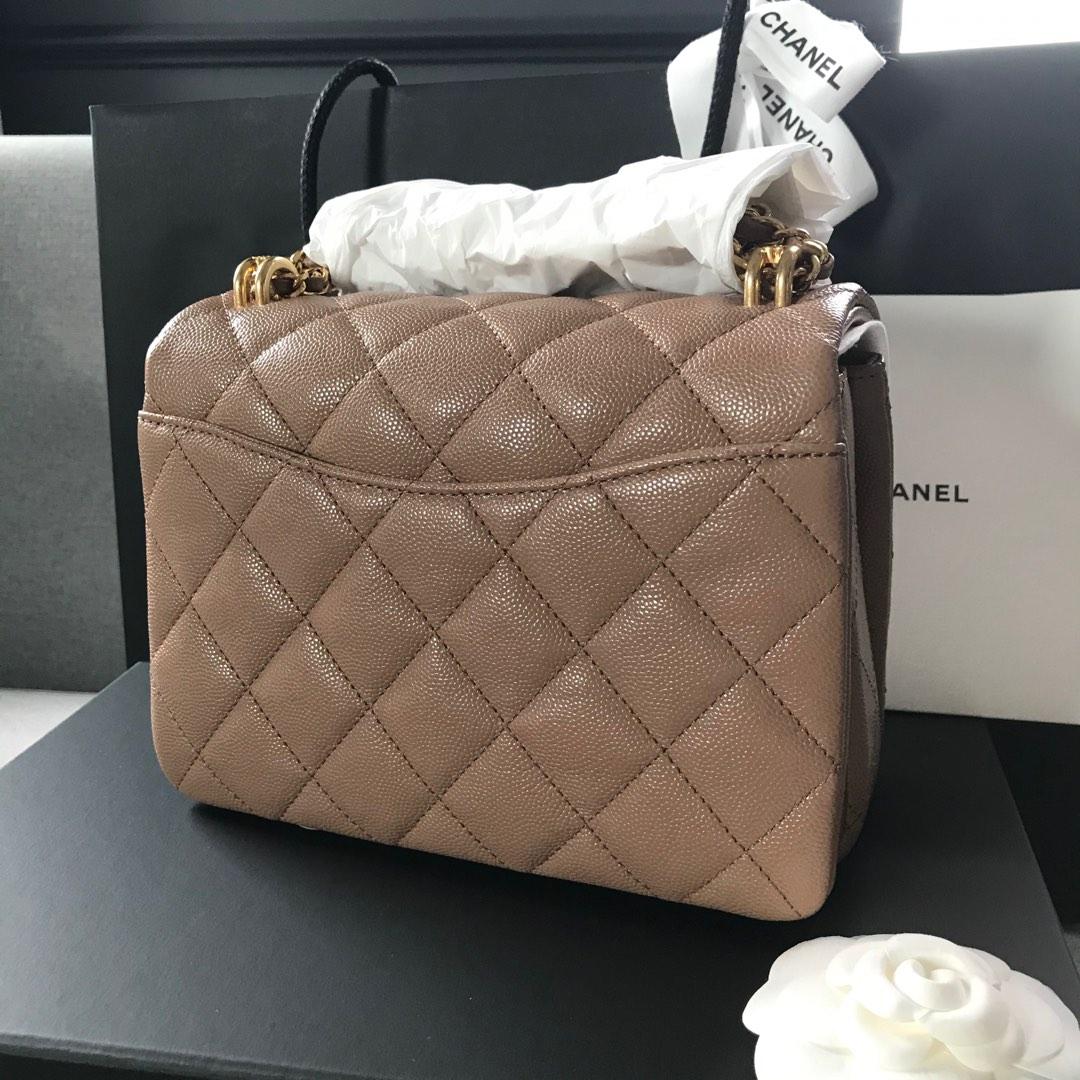 Authentic Chanel 22K Beige Coco First Caviar Flap GHW Gold Brand New  classic mini small Fall Winter 2022/2023 Caramel Full Set with Receipt