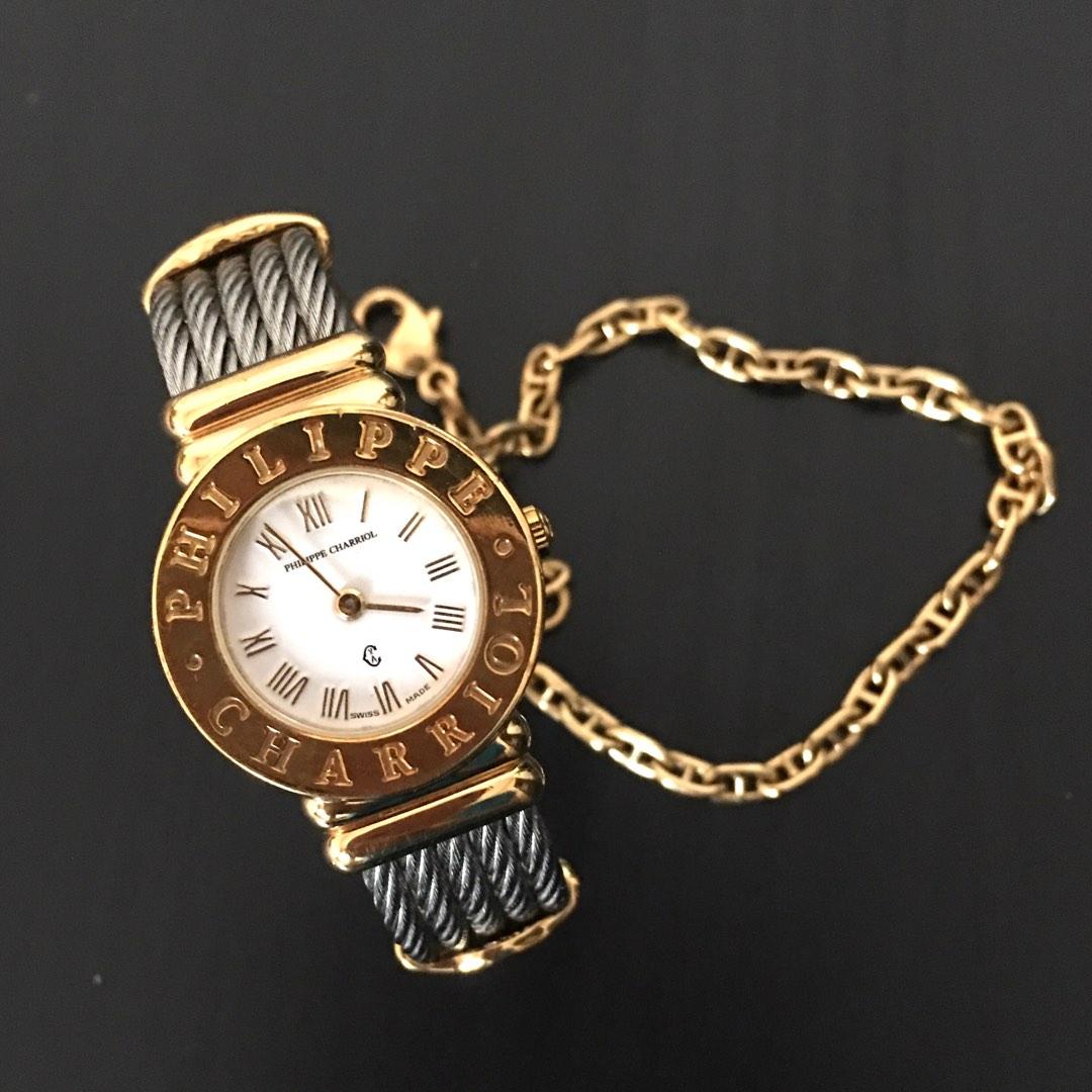 Philippe Charriol St. Tropez Watch Two Tone (Category: Luxury Watches) located in Quezon City. Submitted by thingsforless (Listing ID 1187684239, Image 2). Description: ‼️ For buyer’s peace of mind, this was Newley Checked by Charriol Service Center last Dec2022. Battery is new as well.‼️ Philippe Charriol St-Tropez Two tone yellow gold-plated , Stainless steel Round face Roman numerals hour markers White face Dial Stainless Steel Cable Strap Qua