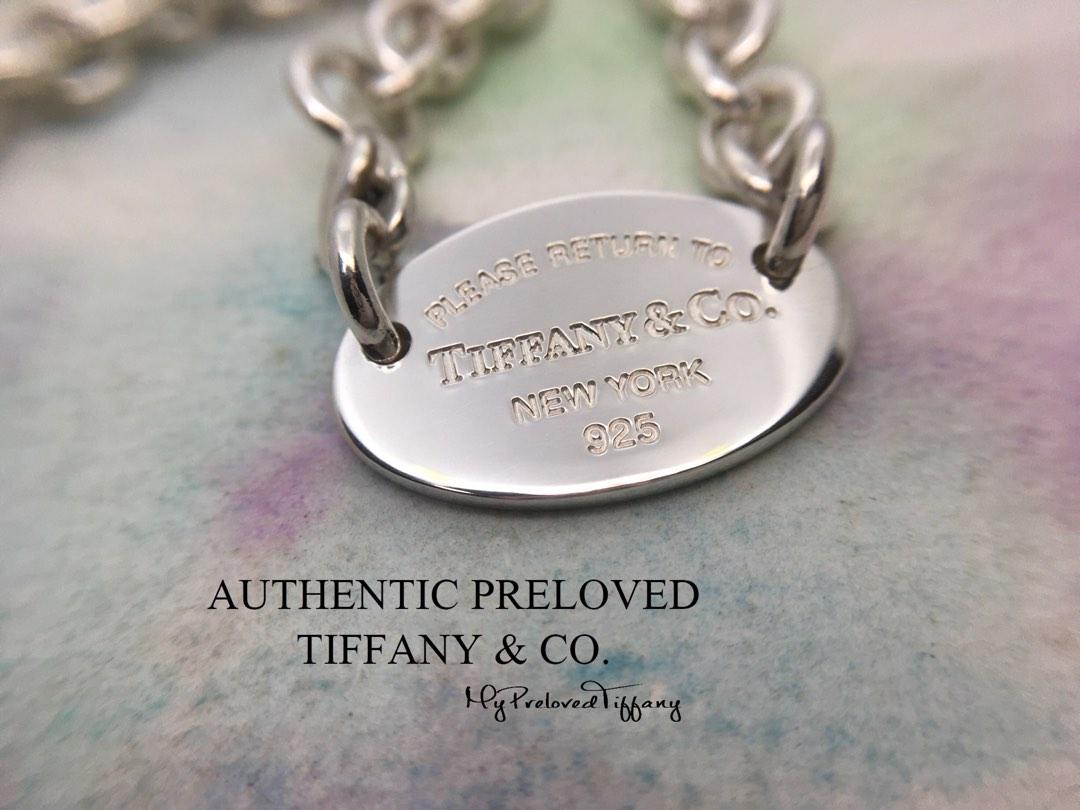 Authentic Tiffany Co. Return To Tiffany Oval Link Necklace Choker 15.75 Silver
