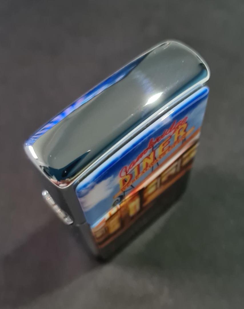 Authentic Vintage Cambridge Diner Graphics Chrome ZIPPO Lighter 1998