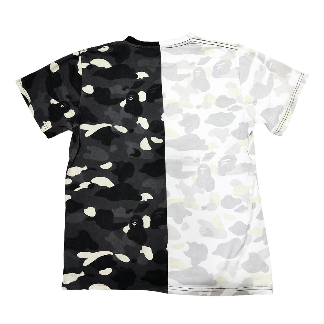 Half black half camo bape shirt hot sale