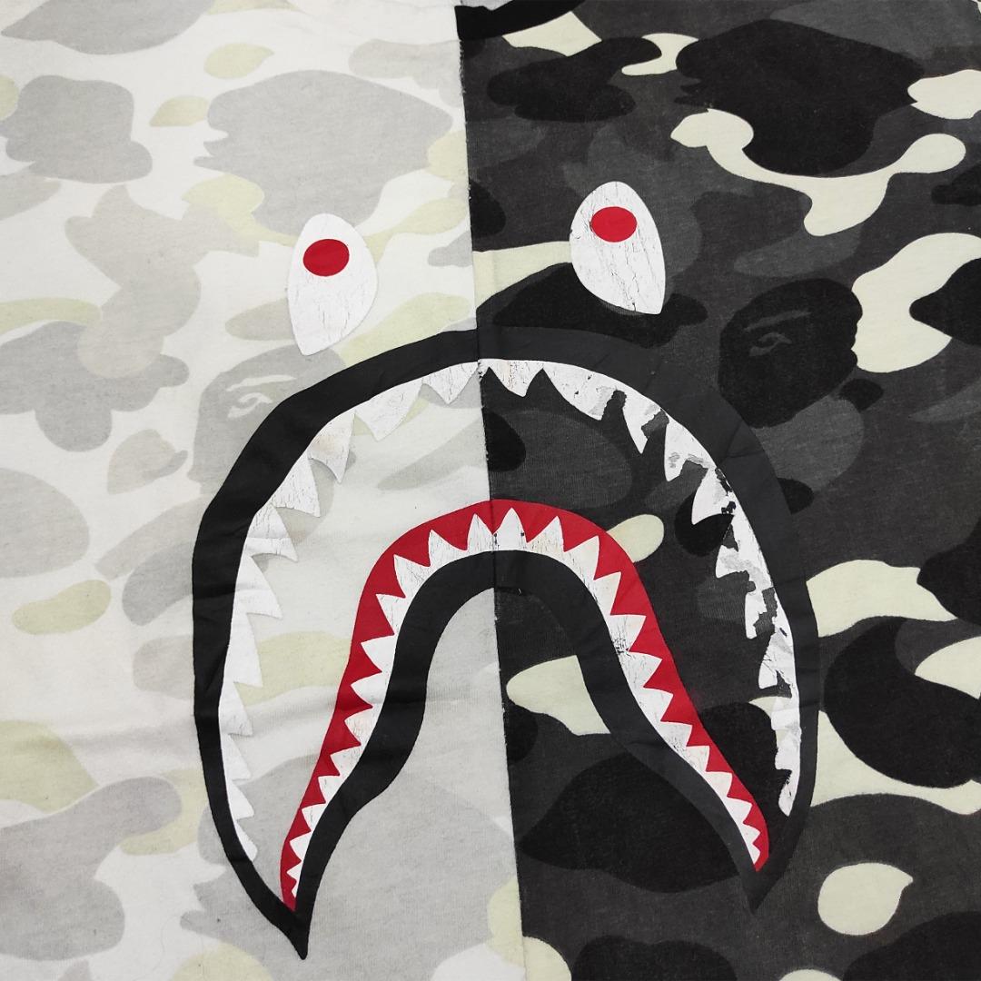 Half black half sale camo bape shirt