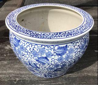 Antique Blue and White China Pot/Planter