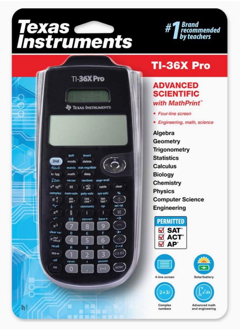 BNEW Texas Instruments TI-36X Pro Advanced Scientific Calculator (Category: Office & Business Technology) located in Caloocan City. Submitted by starrie.wolf (Listing ID 1183708467, Image 1). Description: Texas Instruments TI-36X Pro Engineering/Scientific Calculator Key features: - Four-line display - One- and two-variable statistics - MultiView display shows multiple calculations at the same time on screen - Select degrees/radians, floating/fix