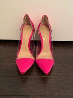 Brand New Gianvito Rossi Pink Satin Plexi Heels