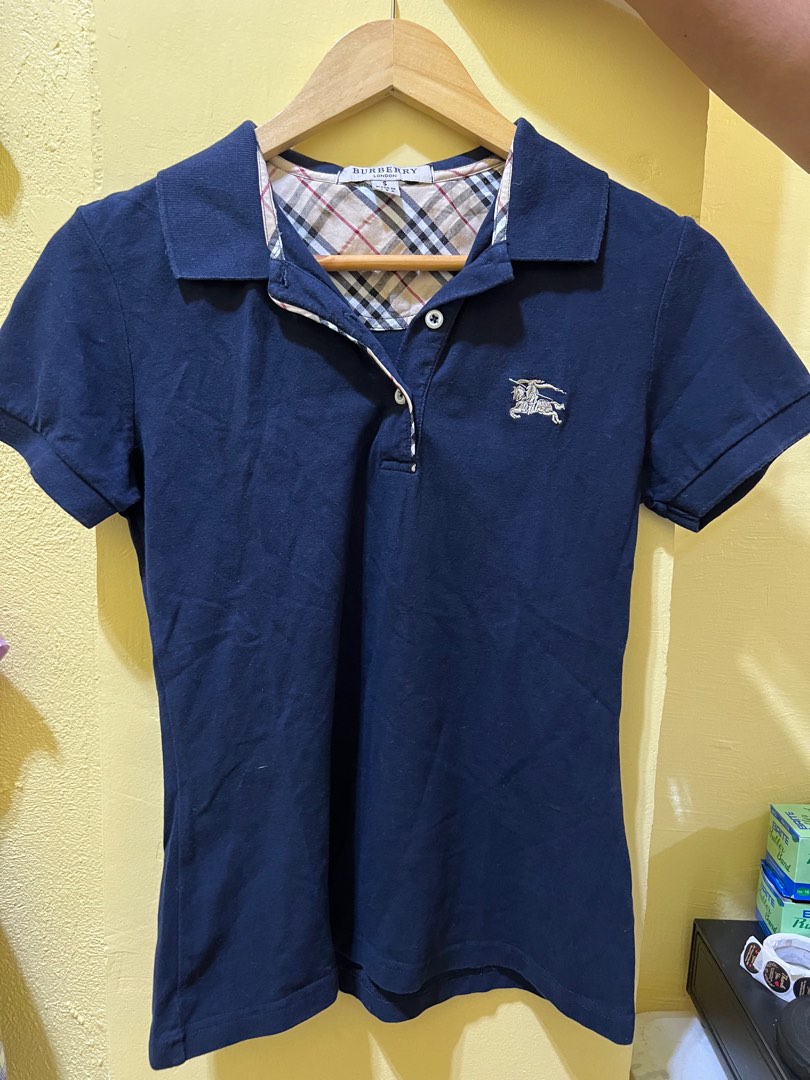 Burberry polo shirt womens silver clearance