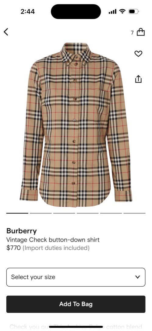 Burberry Shirt, Luxury, Accessories on Carousell