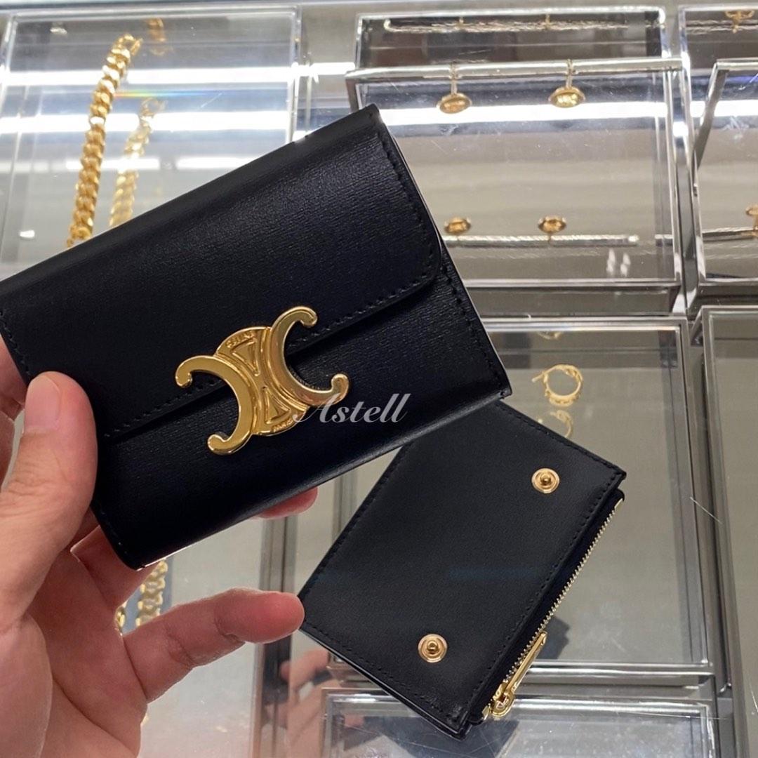 Celine Compact Wallet Triomphe in Shiny Calfskin