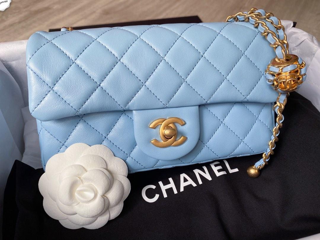Chanel Pearl Crush Mini Rectangular 22S Blue, Luxury, Bags & Wallets on  Carousell