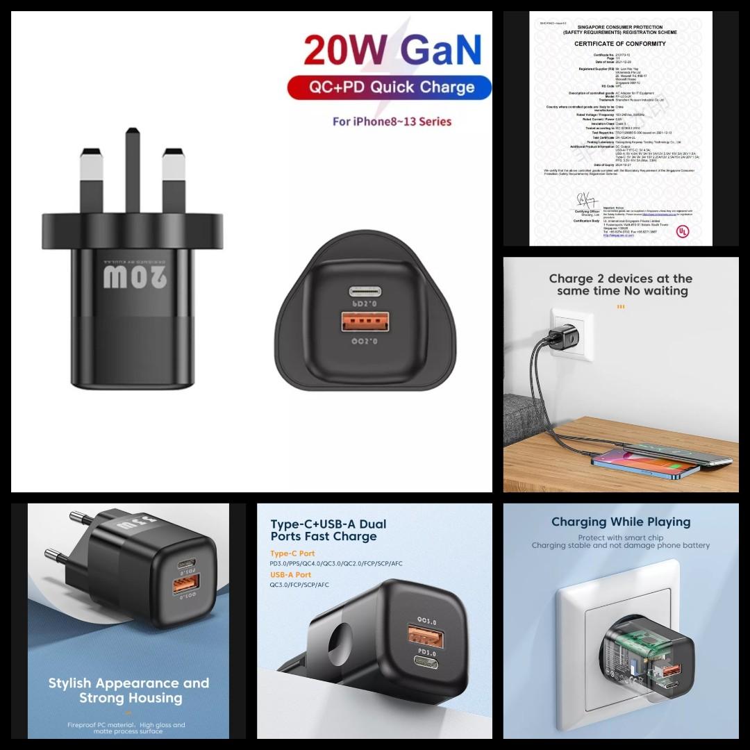 Charger Kuulaa Branded 20W 2in1 USB Type A Type C PD Quick