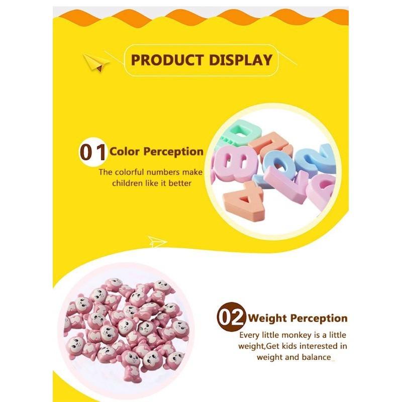 Children Montessori Math Educational Toy Monkey Balancing Scale Math