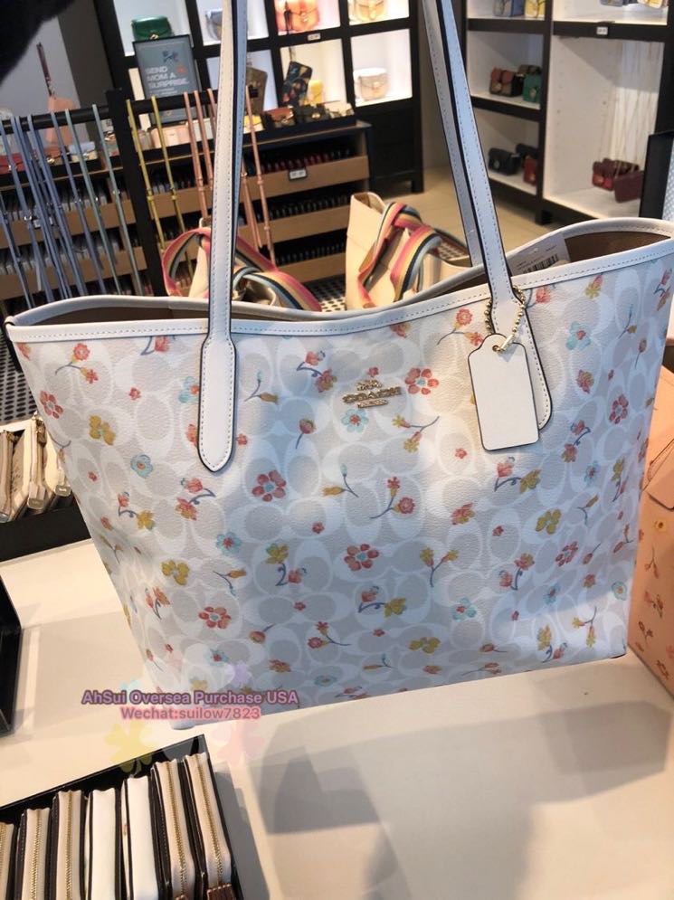 Coach Outlet City Tote In Signature Canvas With Mystical Floral