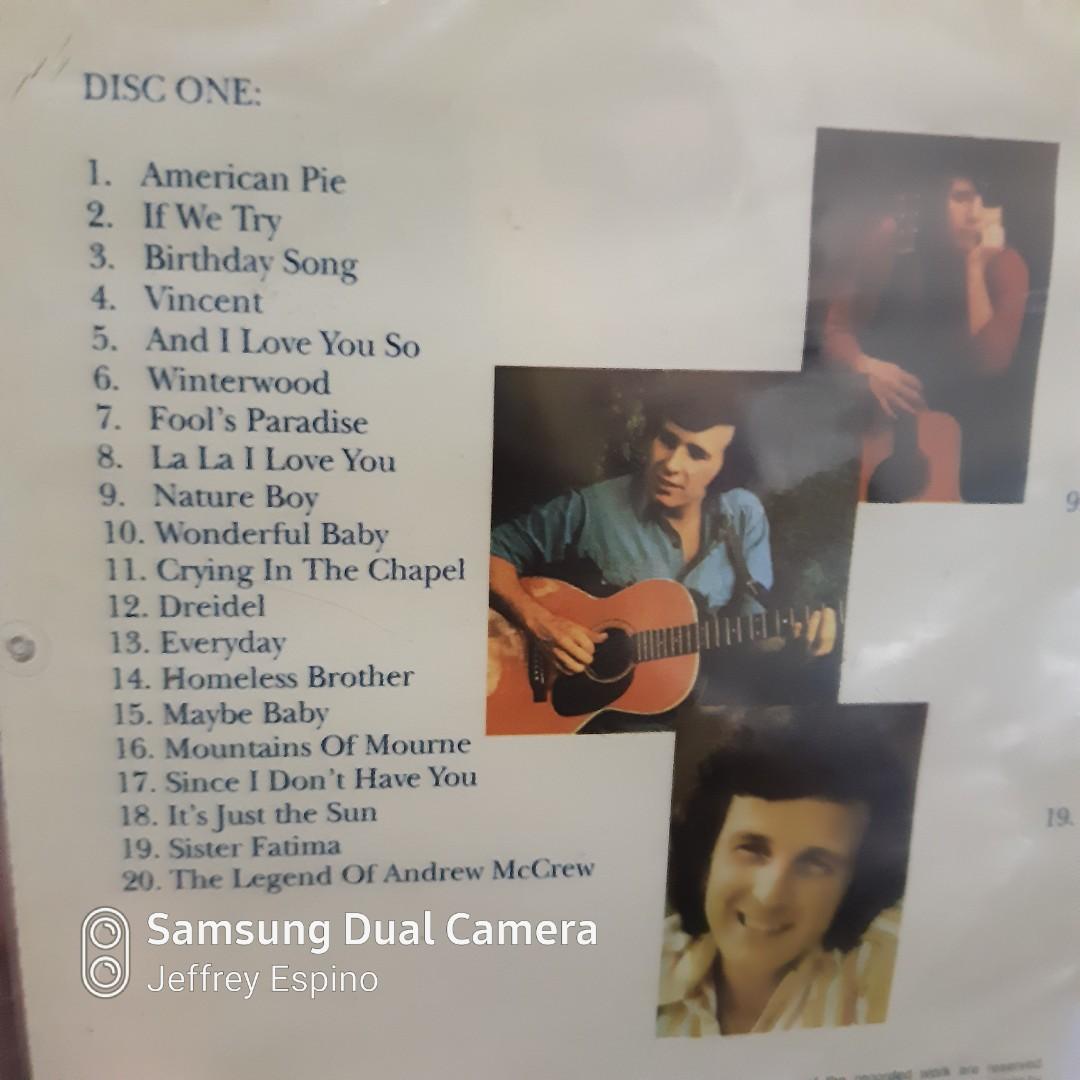 CD Don McLean Complete Hits 2-Disc (Category: CDs & DVDs) located in Quezon City. Submitted by jeffreyespino (Listing ID 1188962788, Image 2). Description: Deliver / pick up thru Lalamove, Grab, Borzo, Toktok etc. Shipping via JRS Express or LBC (delivery or shipping fee to be shouldered by the buyer).