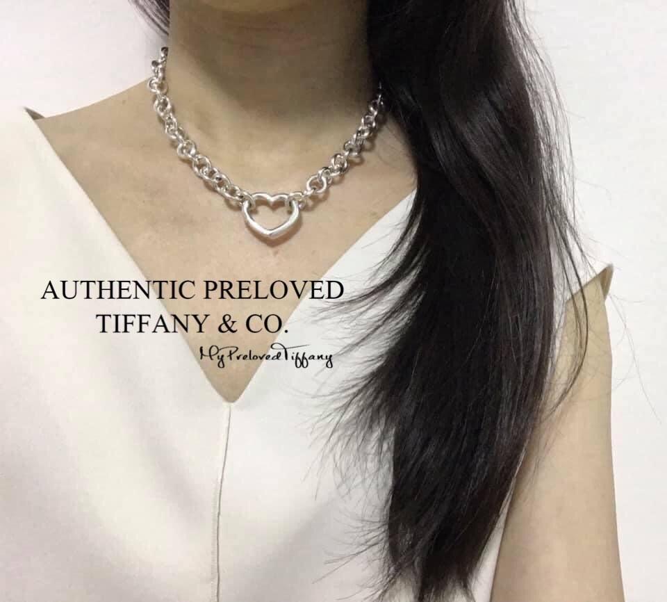 Tiffany link necklace outlet with heart clasp