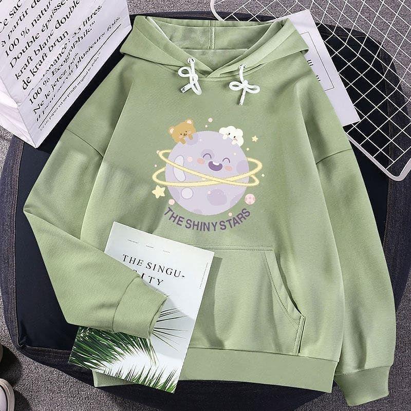 FREEONGKIR Hoodie sweater oversize pakaian pria dan wanita Korea style  happy planet✨