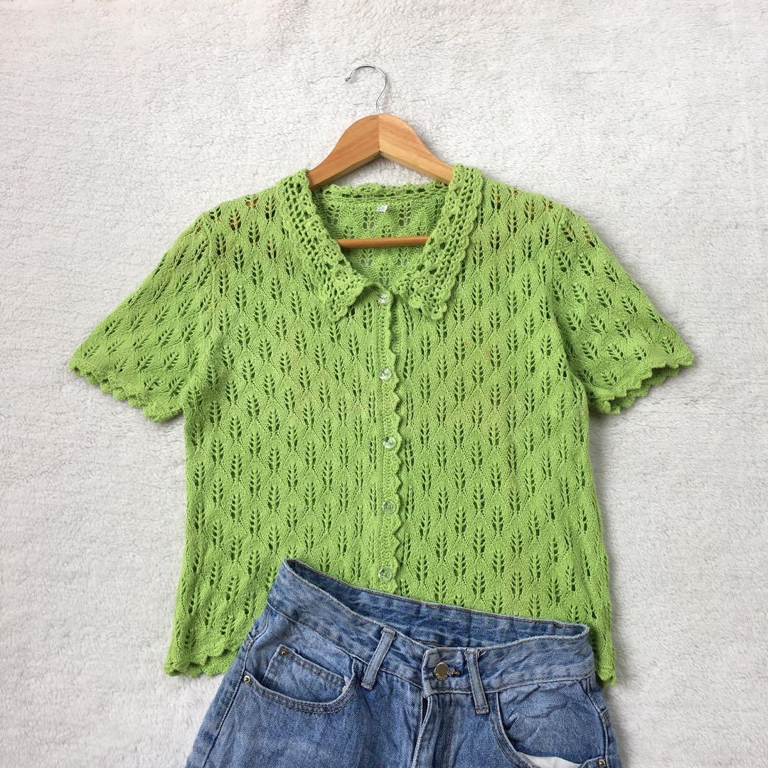 Green Beaded Crochet Top