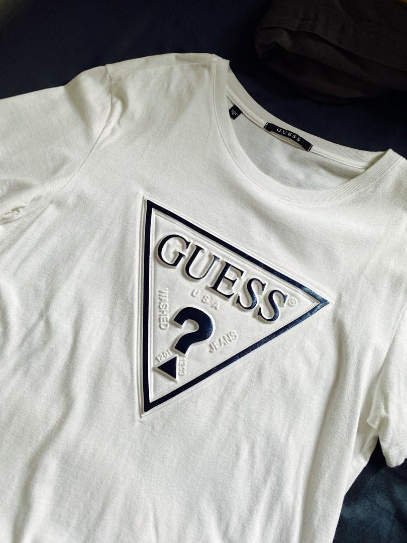 Guess 3D Triangle Logo White Tee