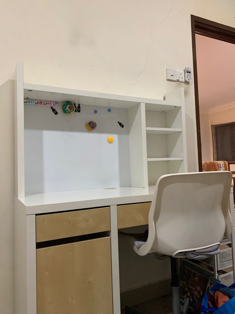 Ikea study cheap table with bookshelf