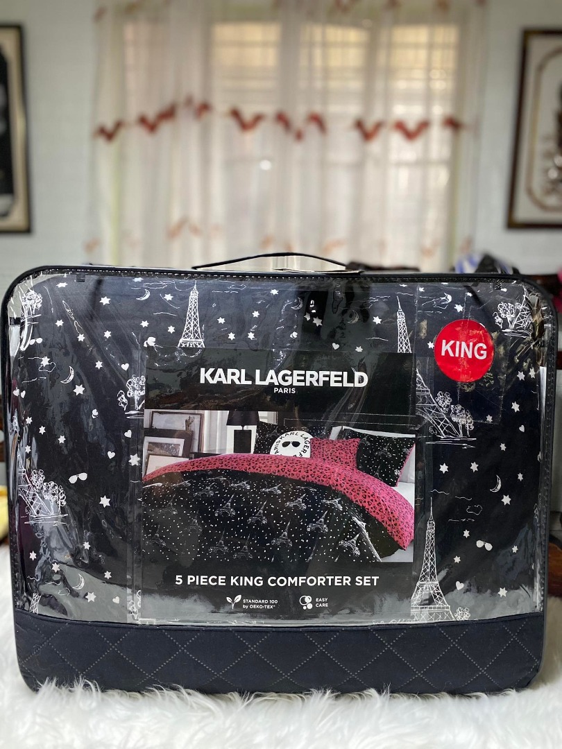 KARL LAGERFELD 5 PIECE KING COMFORTER SET WITH DECORATIVE PILLOWS