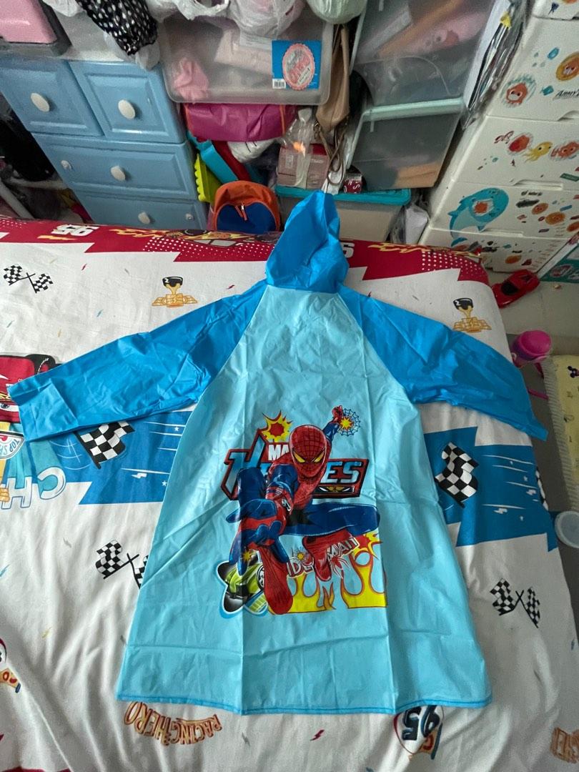 Babyhug Full Sleeve Calf Length Raincoat Spider Man Print - Blue