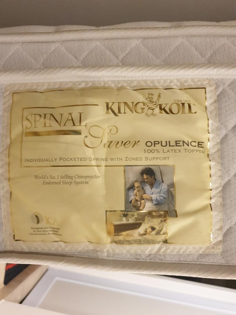 King Koil Queen Size Mattress with 100 latex topper, Furniture & Home Living, Furniture, Bed