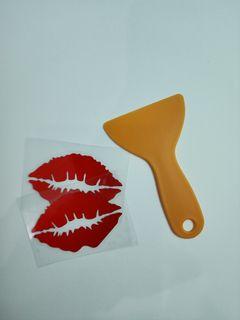 Kiss mark sticker transfer with scraper