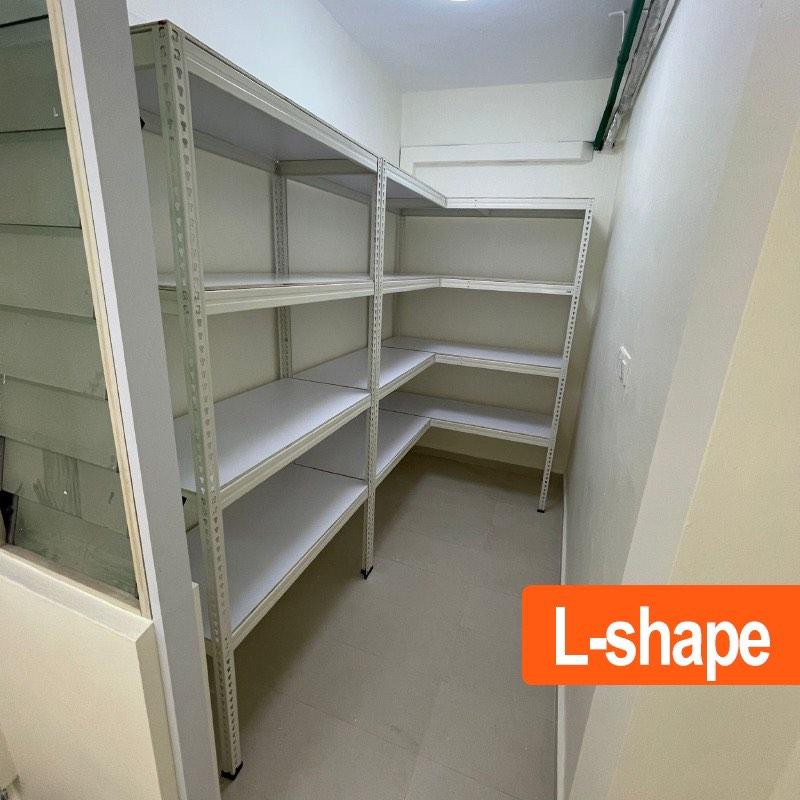 L Shape Black Metal Boltless Rack for BTO HDB bomb shelter storeroom ...