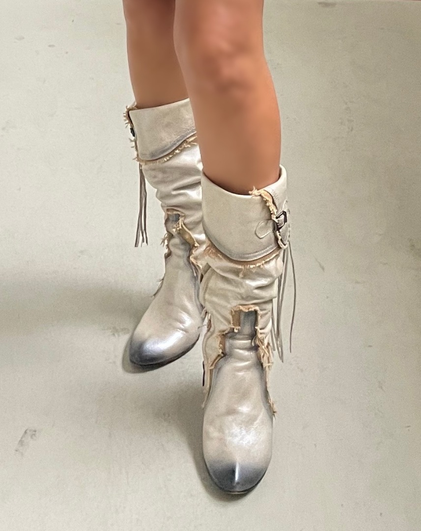 high neck leather boots