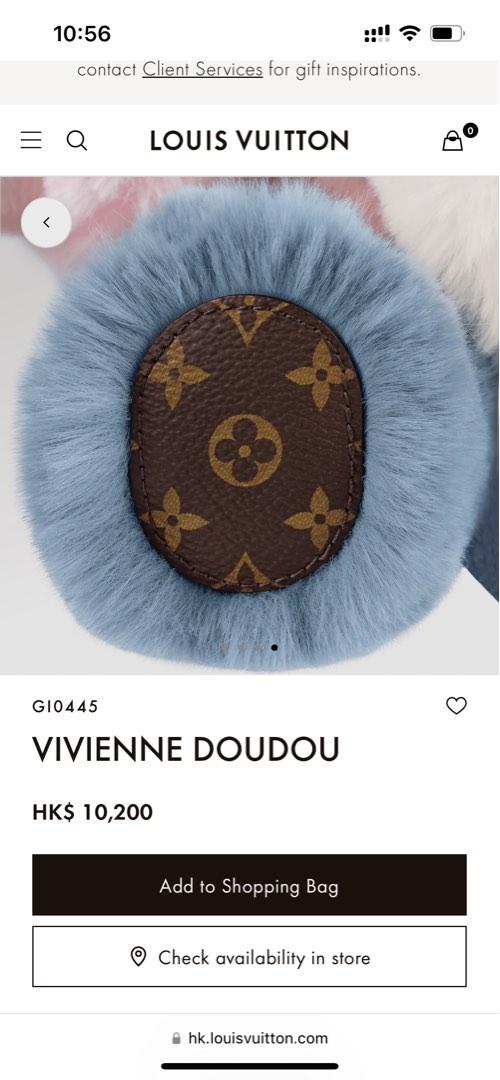 LOUIS VUITTON Doudou Vivienne Leather/Plush White/Blue/Pink GI0445