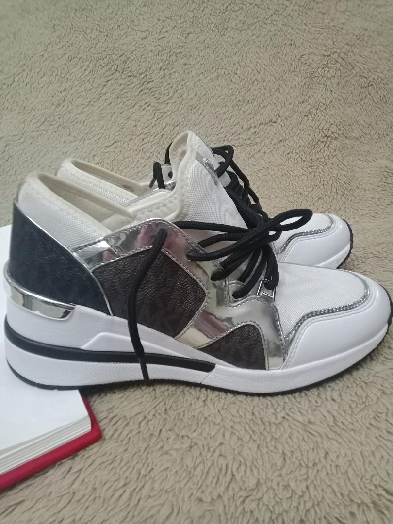 MICHAEL KORS LIV TRAINER EXTREME SNEAKERS BLACK WHITE SILVER