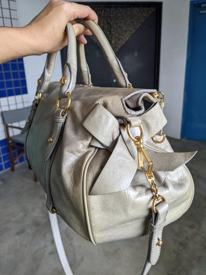 Miu Miu Vitello Lux Bow Bag With Lock, Women's Fashion, Bags