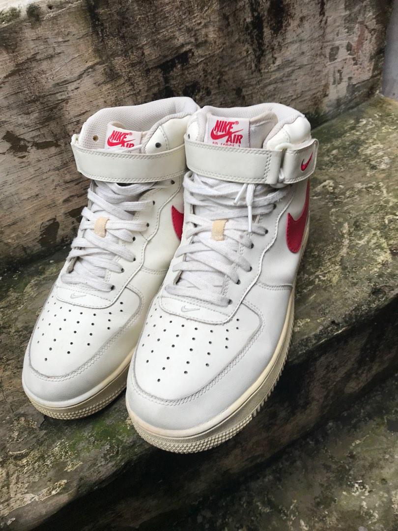 Nike air force 1 mid sail university red discount