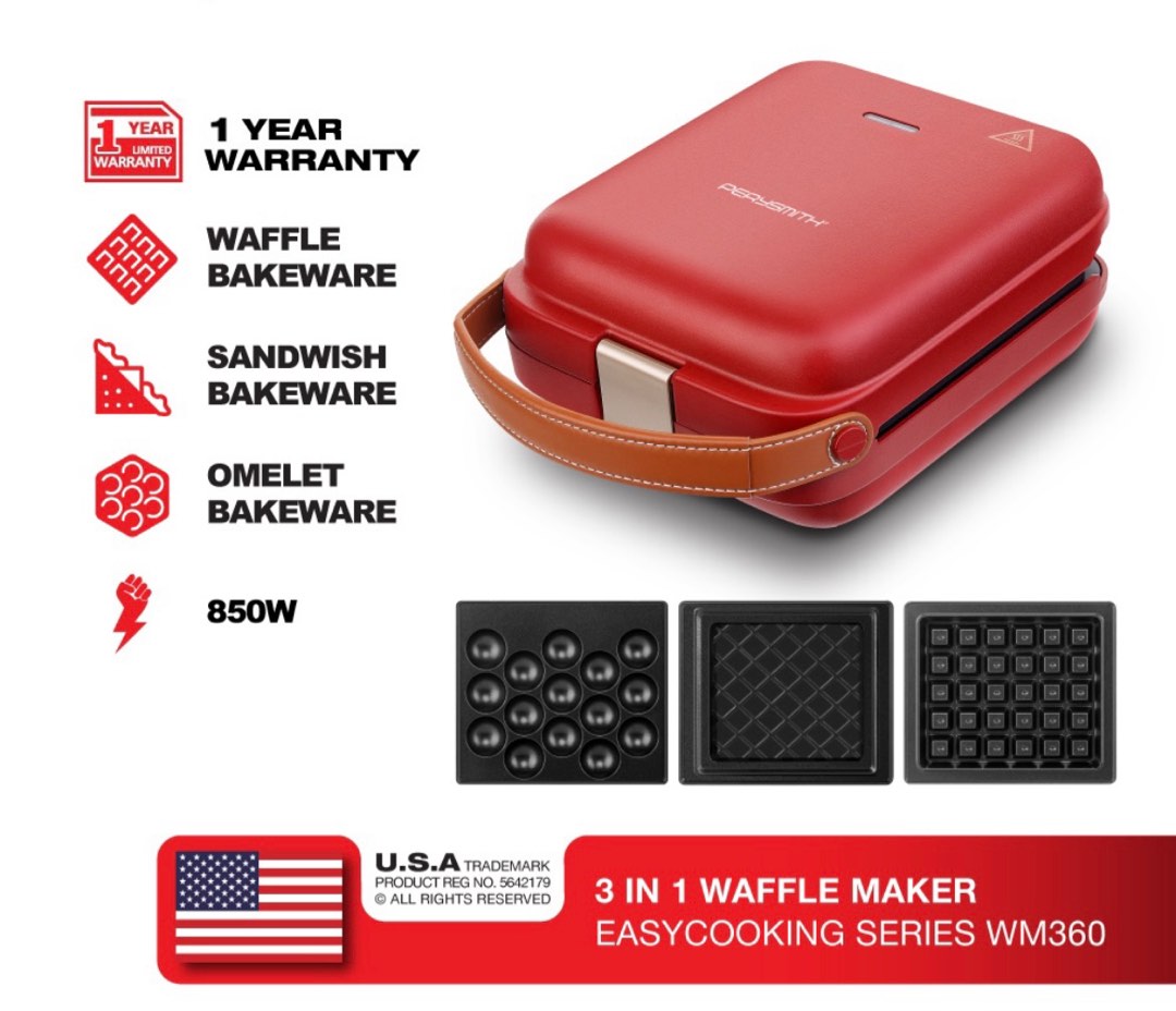Perry Smith 3in1 Waffle Maker, TV & Home Appliances, Kitchen