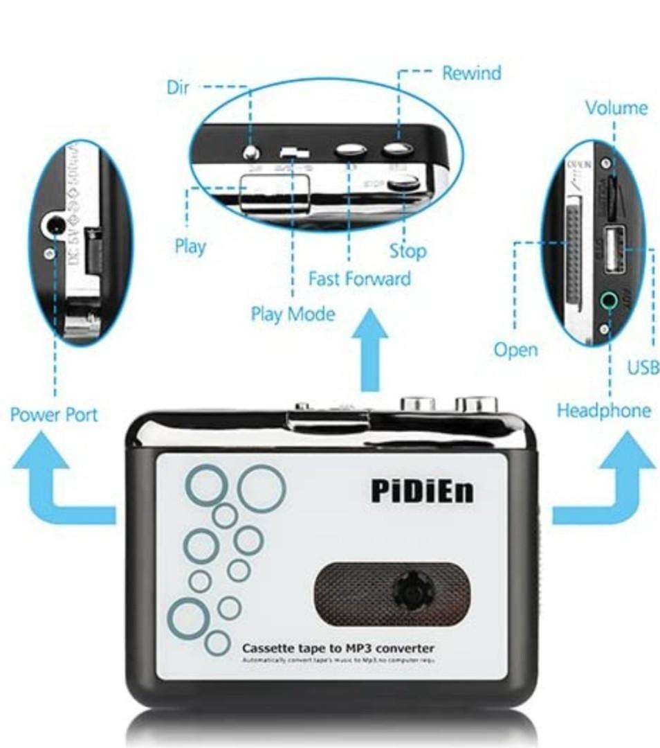 Pidien Cassette tape to MP3 Converter, Audio, Portable Audio