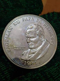 Pope John Paul II 1981 - Commemorative 50 Peso Silver coin RARE
